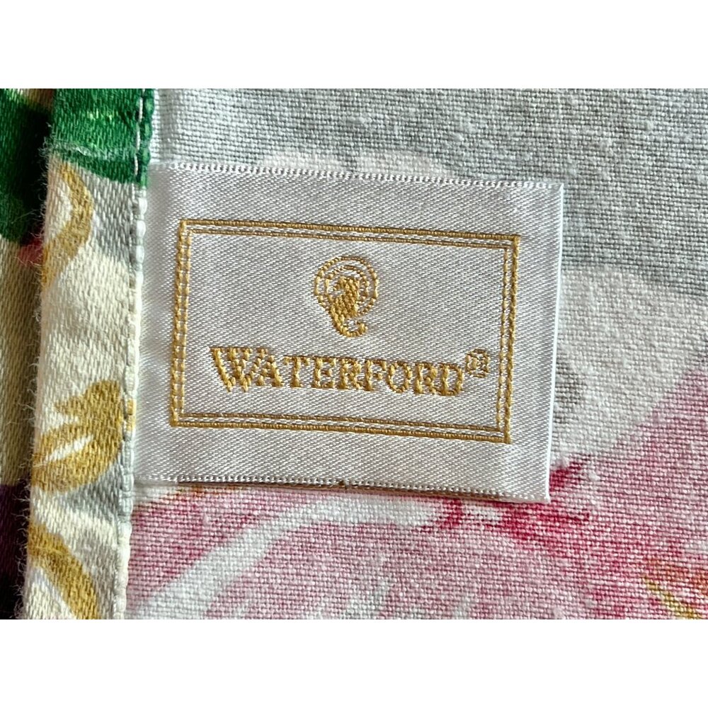 Waterford Floral Cotton Sateen Tablecloth 97" X 58.5" Multicolor on Green Cotton - Picture 9 of 15